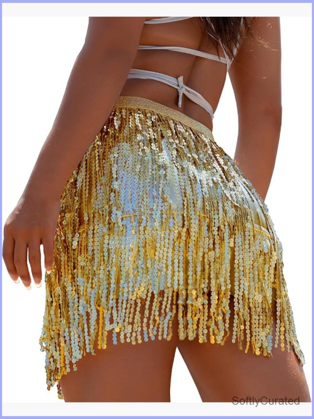 High Rise Wrap Full Sequin Skirt with Zipper for Dance Parties
